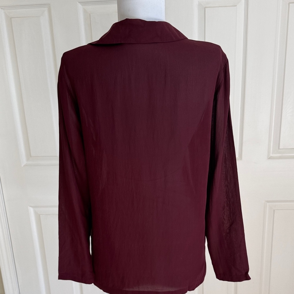 CW, Burgundy Ruffle Blouse - Picture 9 of 11